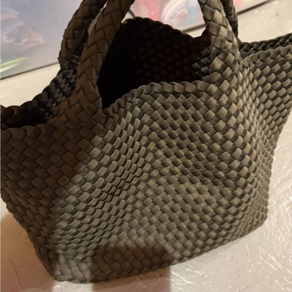 Naghedi olive Woven Tote